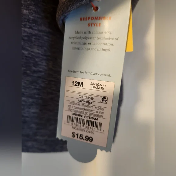 🔴CAT & JACK 12M ZIP UP HOODIE JACKET, NWT - Picture 5 of 5